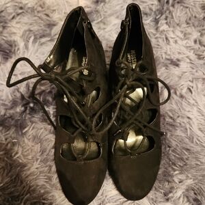 Mossimo Supply Co. Black Faux Suede Lace-Up Boots